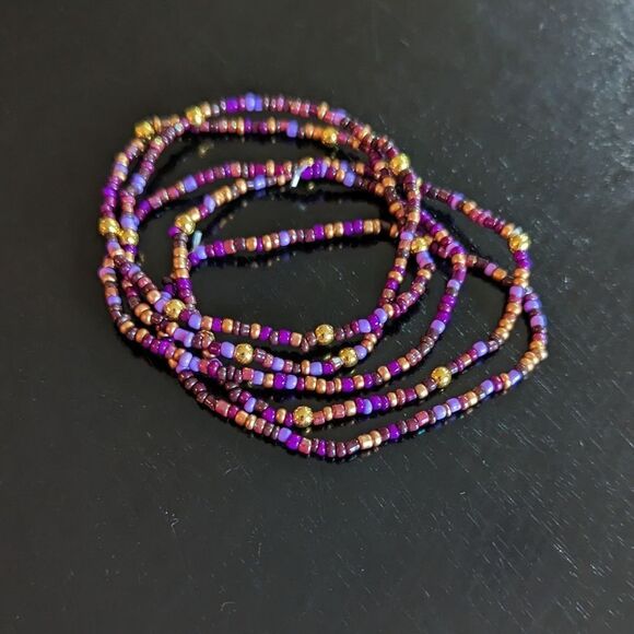 Purple Beaded Bracelets Set - Picture 4 of 6